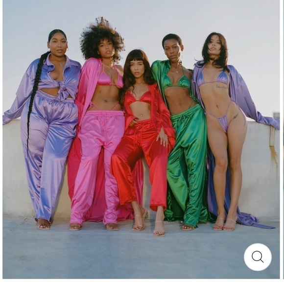 Laina Rauma S pants Purple Lavender pant club bed satin drawstring straight leg - Picture 7 of 9